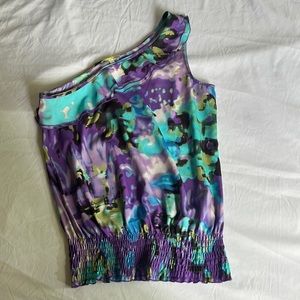 Vintage Gianni Bini Silk One shoulder Top Size Medium